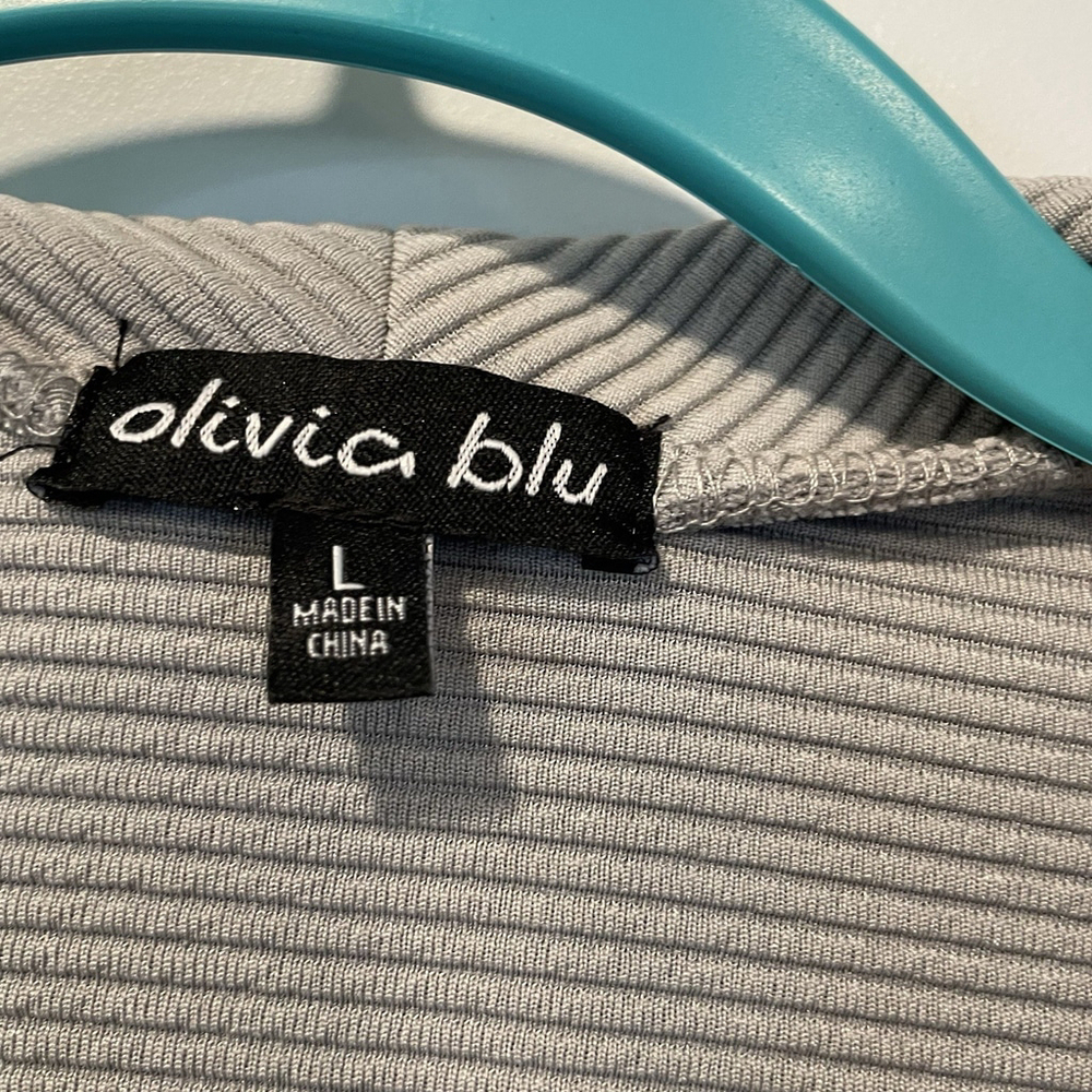 Olivia Blu Women’s Open Front Jacket Size Large Ribbed NWT Gray Modern - Picture 4 of 5